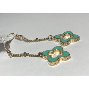 St. Patrick Day Green & Gold Dangle Earrings